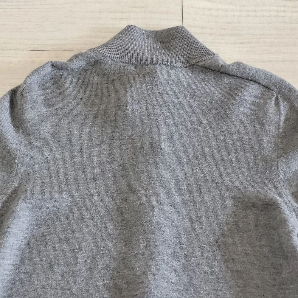Banana Republic Sweater Mens L Gray 100% Wool‎ Argyle Full Zip Cardigan Preppy